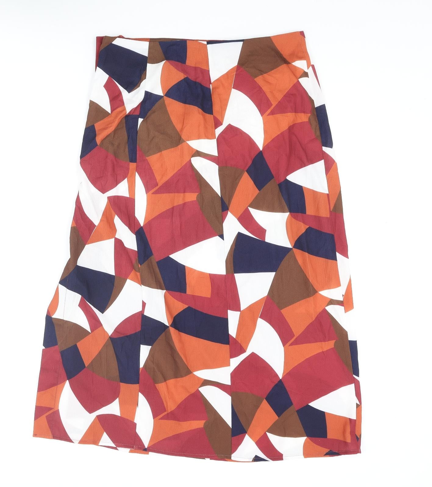 Zibi London Womens Multicoloured Geometric Polyester Straight & Pencil Skirt Size 12 Button