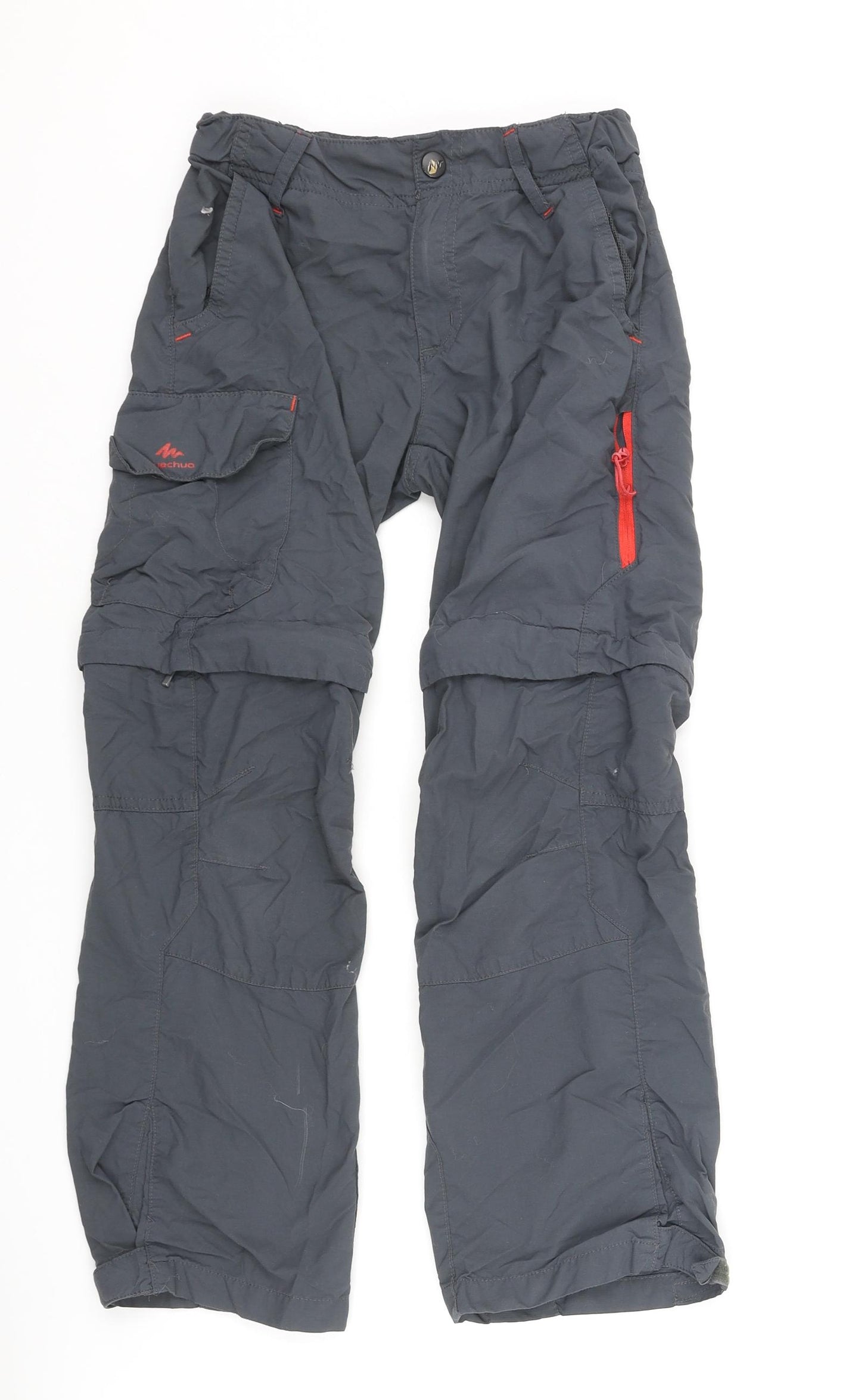 Quechua Boys Grey Polyester Rain Trousers Trousers Size 10 Years L22 in Regular Zip - Zip Off Shorts