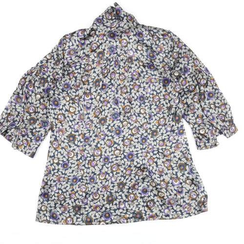 NEXT Womens Multicoloured Floral Polyester Basic Blouse Size 12 Mock Neck - Bow