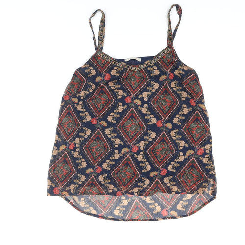Per Una Womens Multicoloured Geometric Polyester Camisole Blouse Size 10 Scoop Neck - Sequin