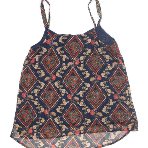 Per Una Womens Multicoloured Geometric Polyester Camisole Blouse Size 10 Scoop Neck - Sequin