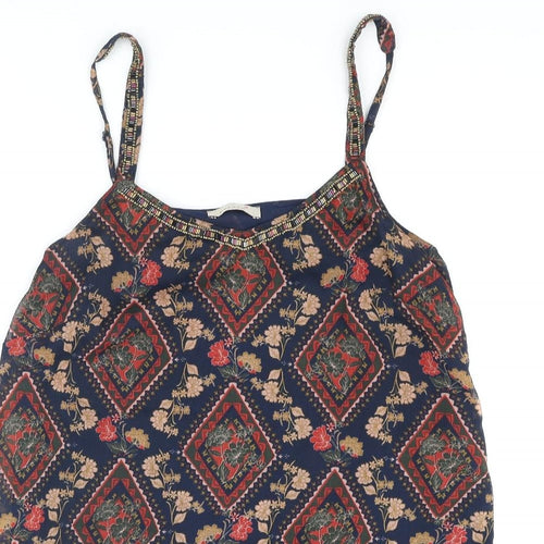 Per Una Womens Multicoloured Geometric Polyester Camisole Blouse Size 10 Scoop Neck - Sequin