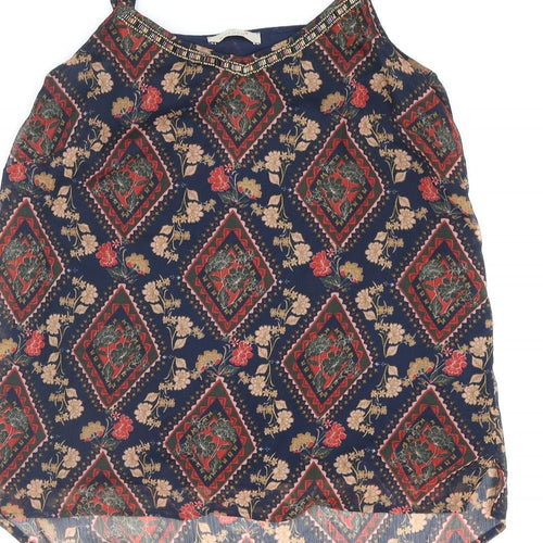 Per Una Womens Multicoloured Geometric Polyester Camisole Blouse Size 10 Scoop Neck - Sequin
