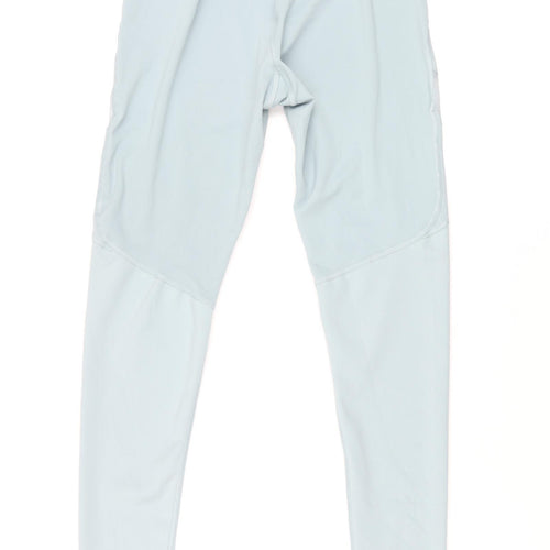 adidas Womens Blue Polyester Cropped Leggings Size S L26 in Regular Pullover - Logo Mesh Panel