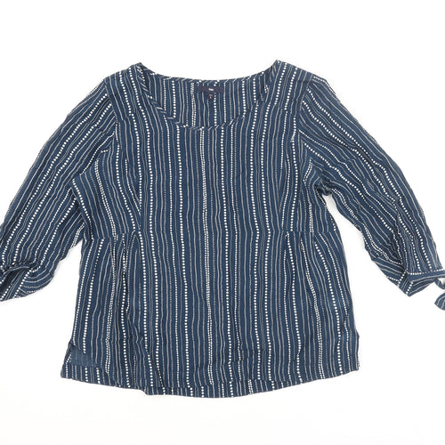 Gap Womens Blue Geometric Polyester Basic Blouse Size S Round Neck - Bow