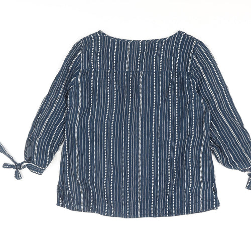 Gap Womens Blue Geometric Polyester Basic Blouse Size S Round Neck - Bow