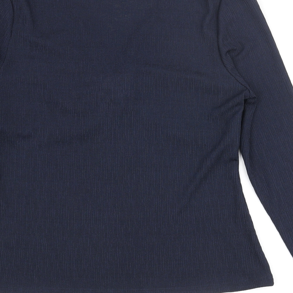 Marks and Spencer Womens Blue Polyester Basic Blouse Size 14 V-Neck - Knot