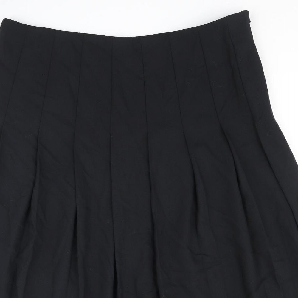 Marks and Spencer Womens Black Polyester Pleated Skirt Size 16 Zip