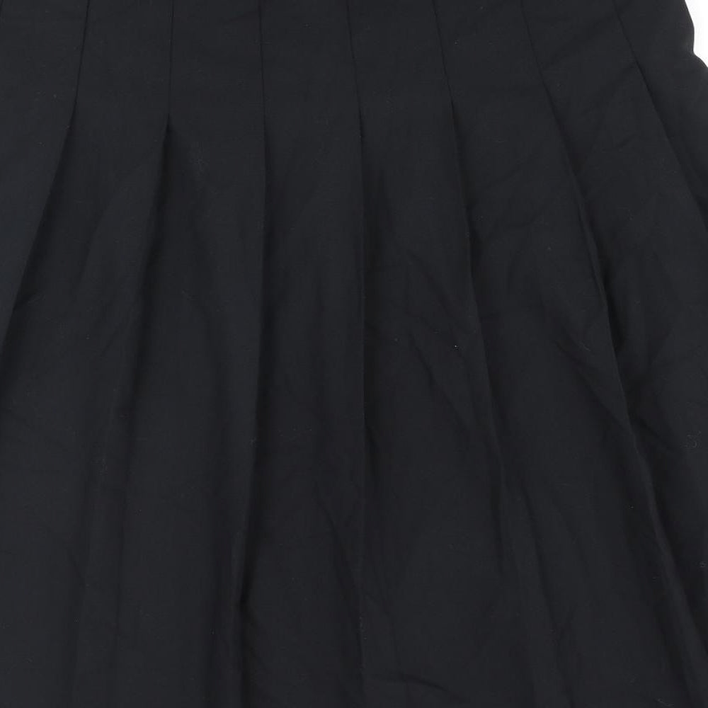 Marks and Spencer Womens Black Polyester Pleated Skirt Size 16 Zip