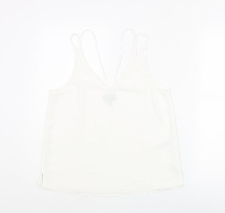 Topshop Womens White Polyester Camisole Blouse Size 10 V-Neck