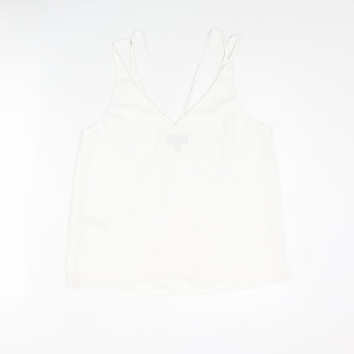 Topshop Womens White Polyester Camisole Blouse Size 10 V-Neck