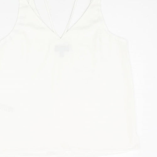 Topshop Womens White Polyester Camisole Blouse Size 10 V-Neck