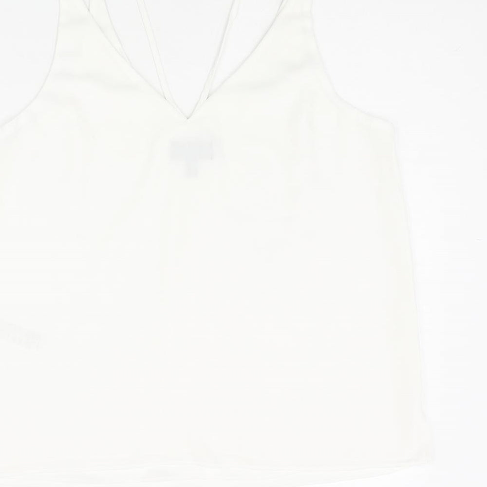 Topshop Womens White Polyester Camisole Blouse Size 10 V-Neck