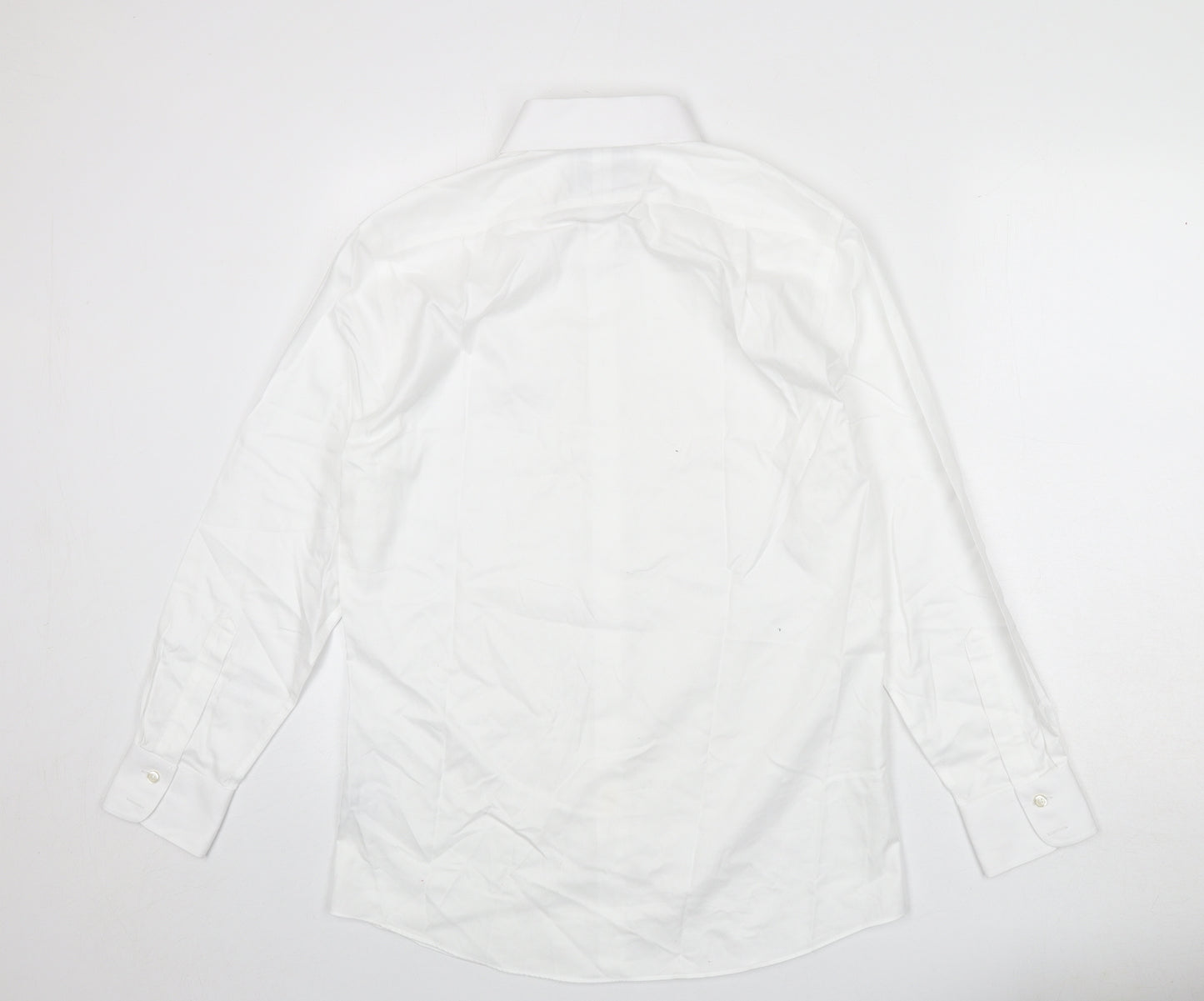 Charles Tyrwhitt Mens White Cotton Button-Up Size 15 Collared Button