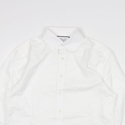 Charles Tyrwhitt Mens White Cotton Button-Up Size 15 Collared Button