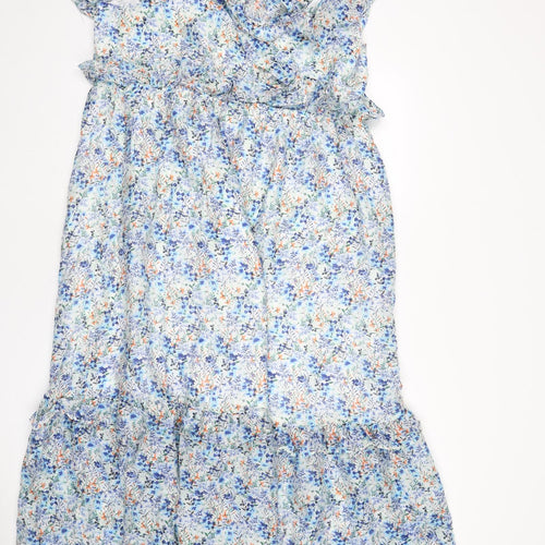 Marks and Spencer Womens Multicoloured Floral Polyester A-Line Size 18 Off the Shoulder Tie - Bow, Ruffles