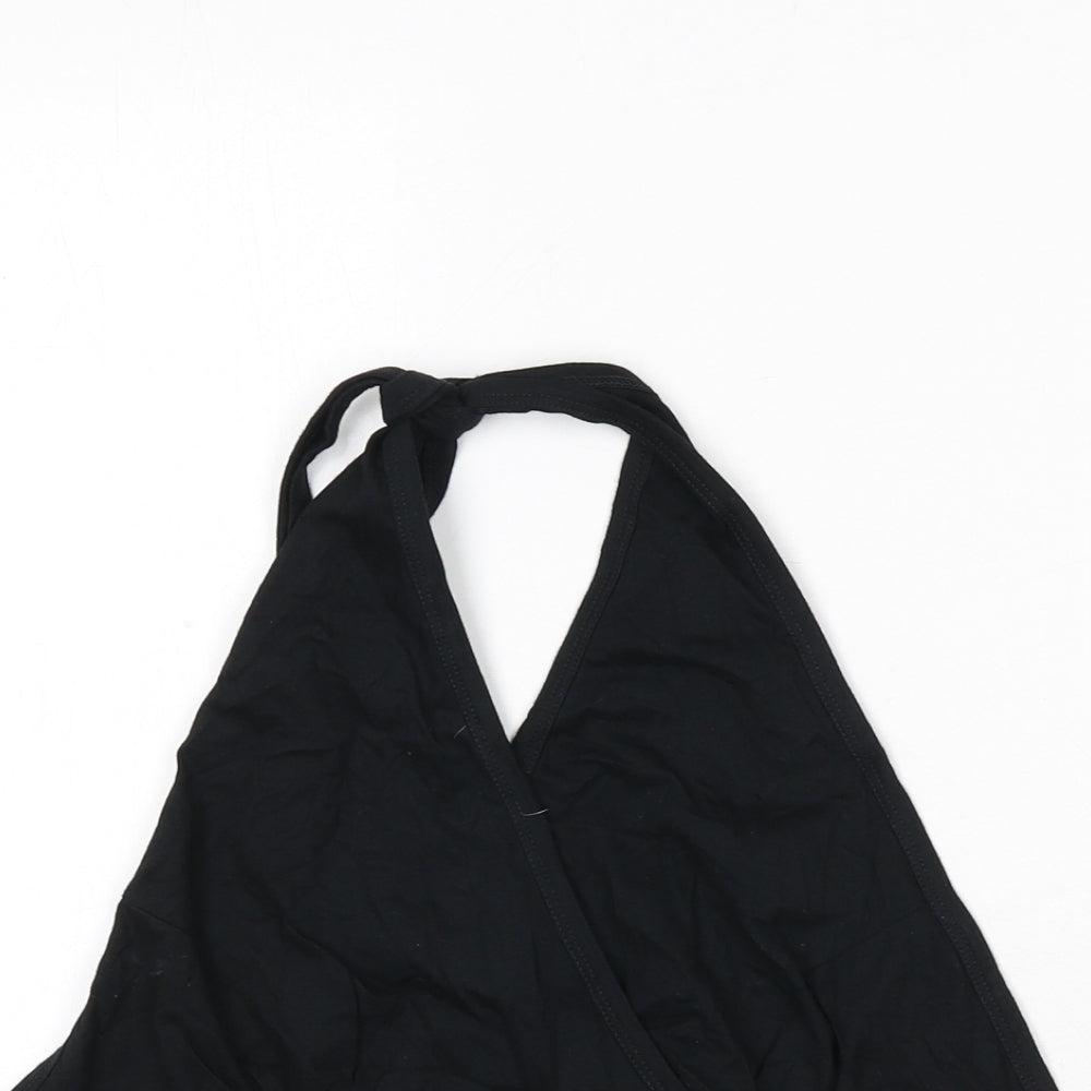 Bill Moase Womens Black Polyester Cropped T-Shirt Size S Halter