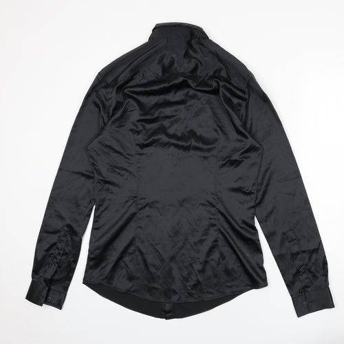 ASOS Mens Black Polyester Button-Up Size L Collared Button