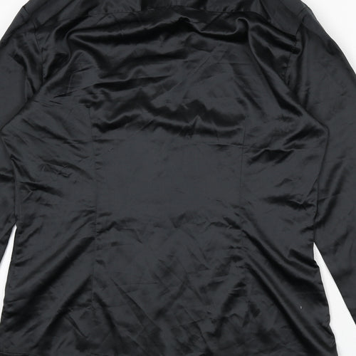 ASOS Mens Black Polyester Button-Up Size L Collared Button