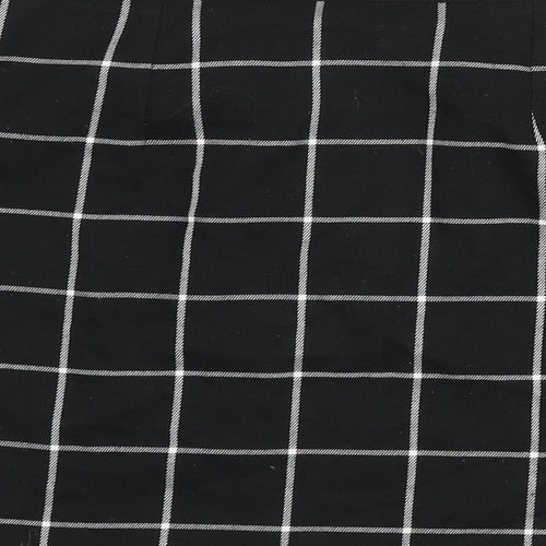 Miss Selfridge Womens Black Check Polyester A-Line Skirt Size 12 Zip