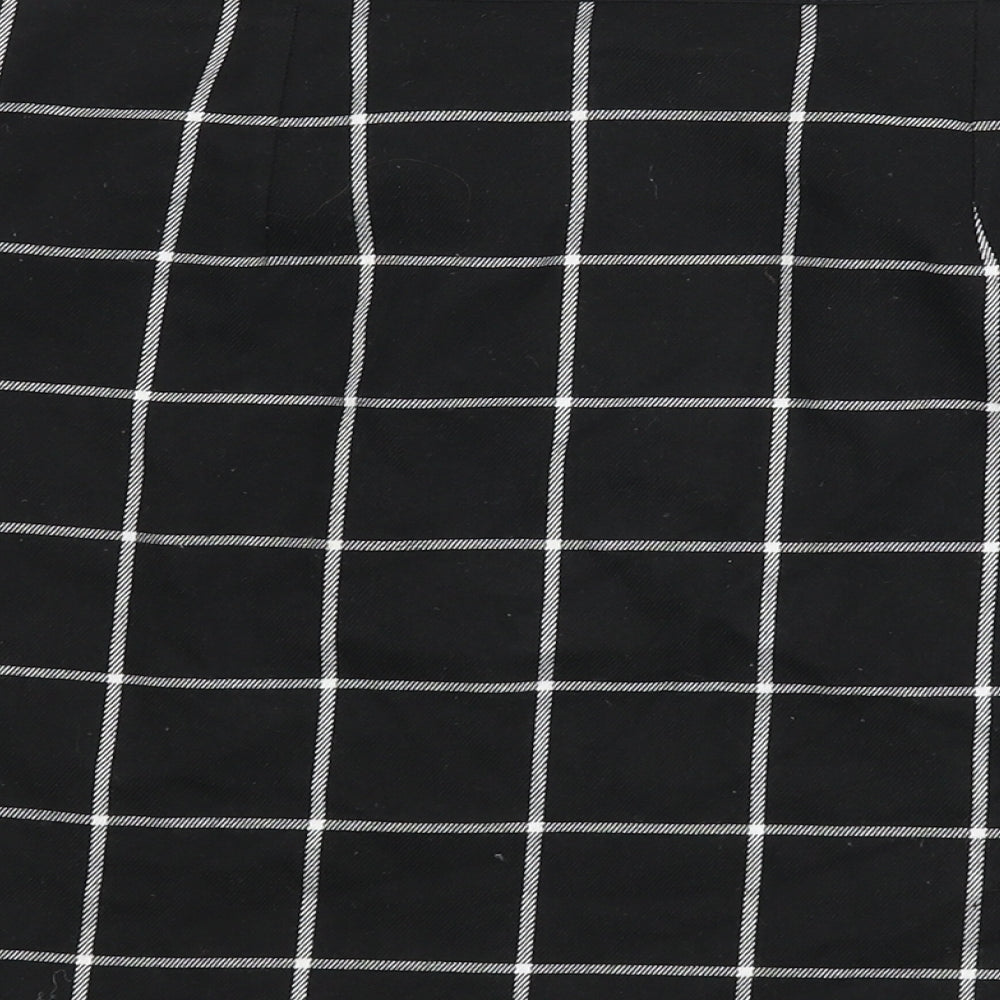 Miss Selfridge Womens Black Check Polyester A-Line Skirt Size 12 Zip