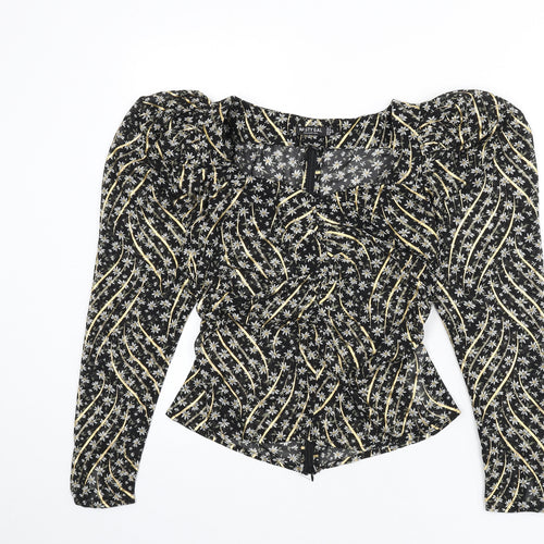 Nasty Gal Womens Multicoloured Floral Polyester Basic Blouse Size 6 V-Neck - Shoulder Pads