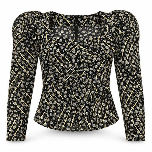 Nasty Gal Womens Multicoloured Floral Polyester Basic Blouse Size 6 V-Neck - Shoulder Pads