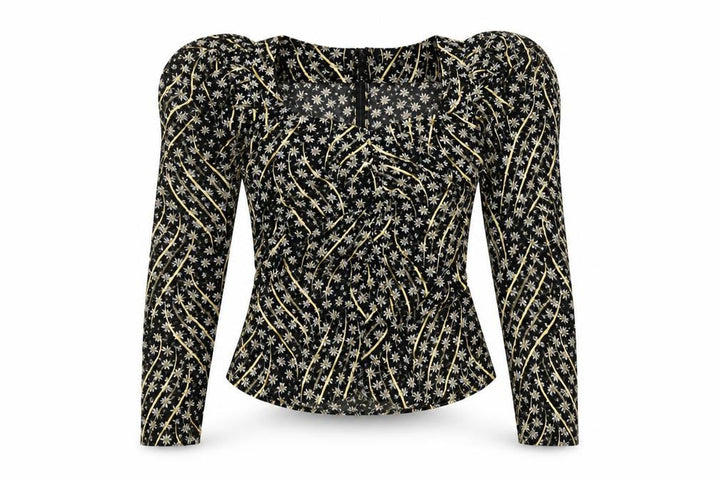 Nasty Gal Womens Multicoloured Floral Polyester Basic Blouse Size 6 V-Neck - Shoulder Pads