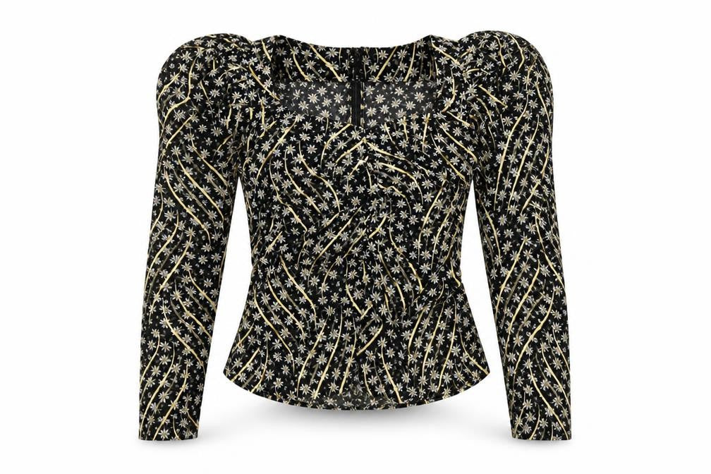 Nasty Gal Womens Multicoloured Floral Polyester Basic Blouse Size 6 V-Neck - Shoulder Pads