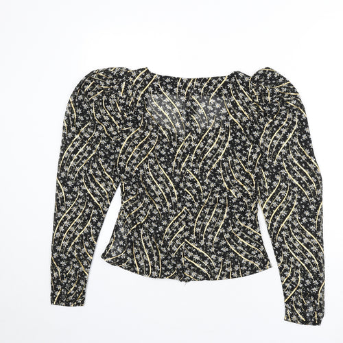 Nasty Gal Womens Multicoloured Floral Polyester Basic Blouse Size 6 V-Neck - Shoulder Pads