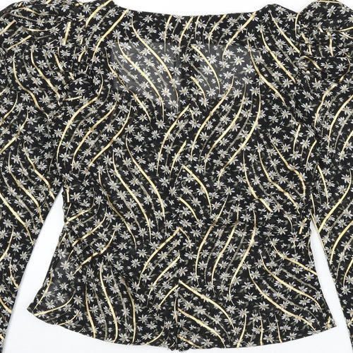 Nasty Gal Womens Multicoloured Floral Polyester Basic Blouse Size 6 V-Neck - Shoulder Pads