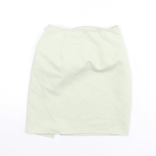PRETTYLITTLETHING Womens Green Polyester Bandage Skirt Size 4 Zip - Knot Front