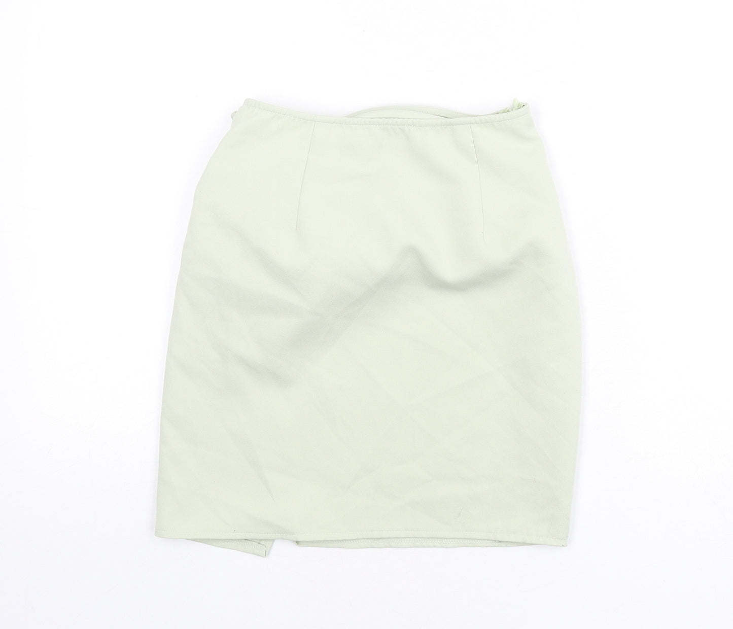 PRETTYLITTLETHING Womens Green Polyester Bandage Skirt Size 4 Zip - Knot Front