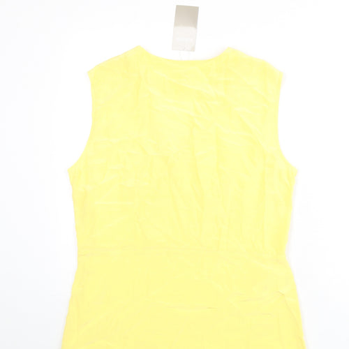 Madeleine Womens Yellow Viscose Basic Tank Size 16 V-Neck