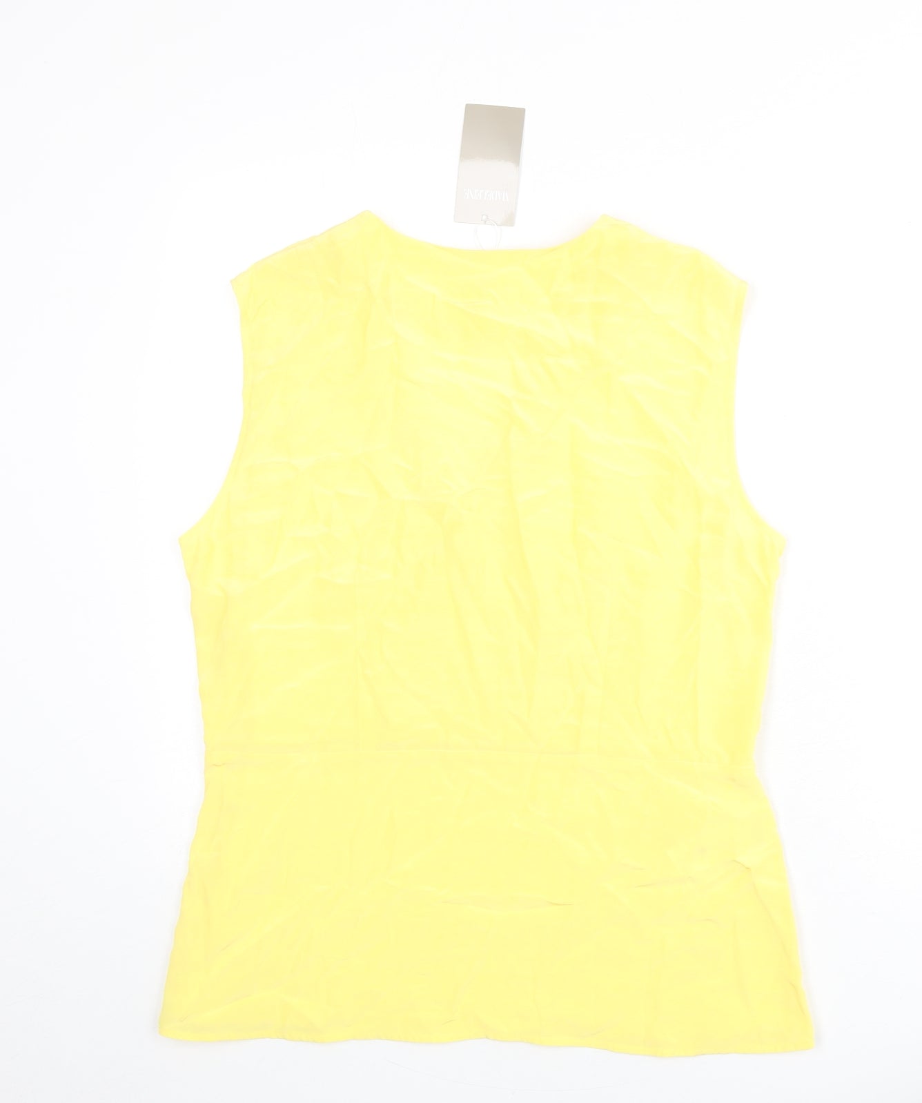 Madeleine Womens Yellow Viscose Basic Tank Size 16 V-Neck