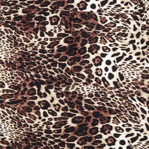 ANNA Womens Multicoloured Animal Print Polyester Basic T-Shirt Size 18 V-Neck - Leopard Print