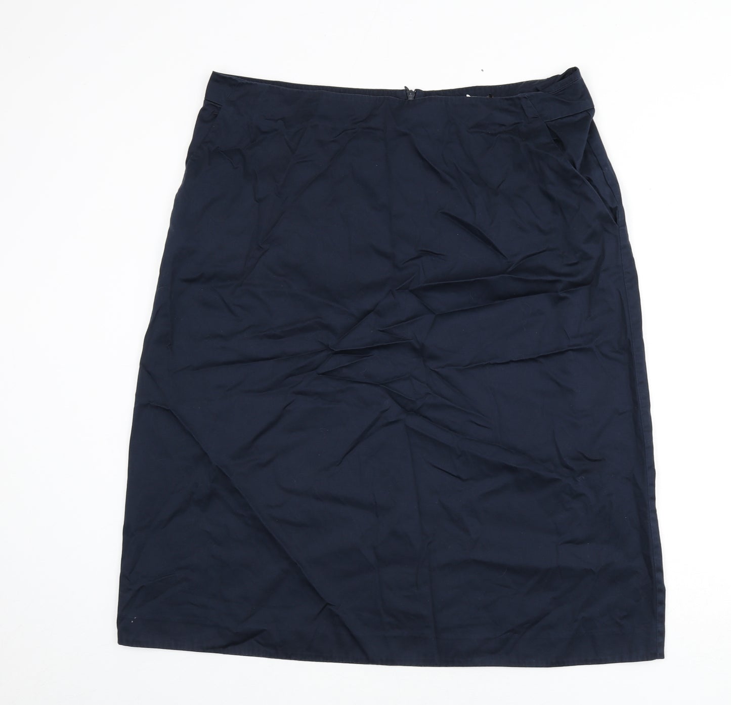 White Stuff Womens Blue Cotton A-Line Skirt Size 18 Zip