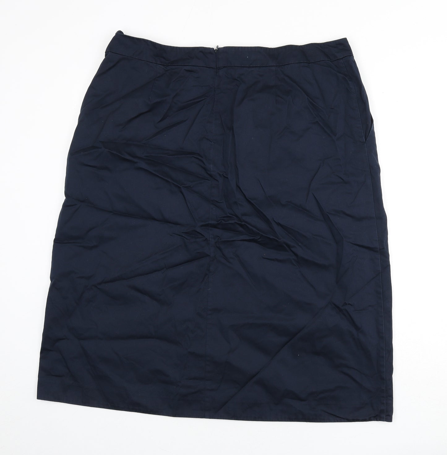 White Stuff Womens Blue Cotton A-Line Skirt Size 18 Zip