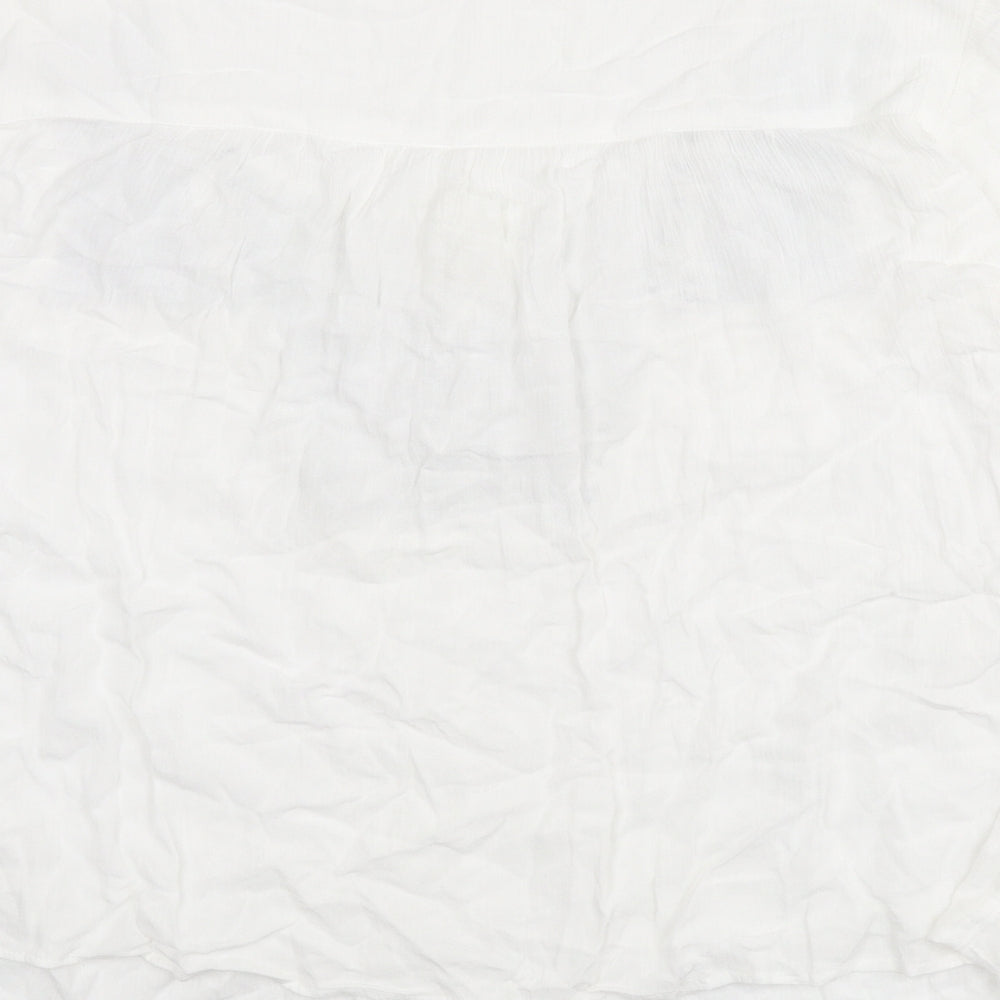 M&Co Womens White Viscose Basic Blouse Size 18 Round Neck - Embroidered Detail, Sequins, Tassles