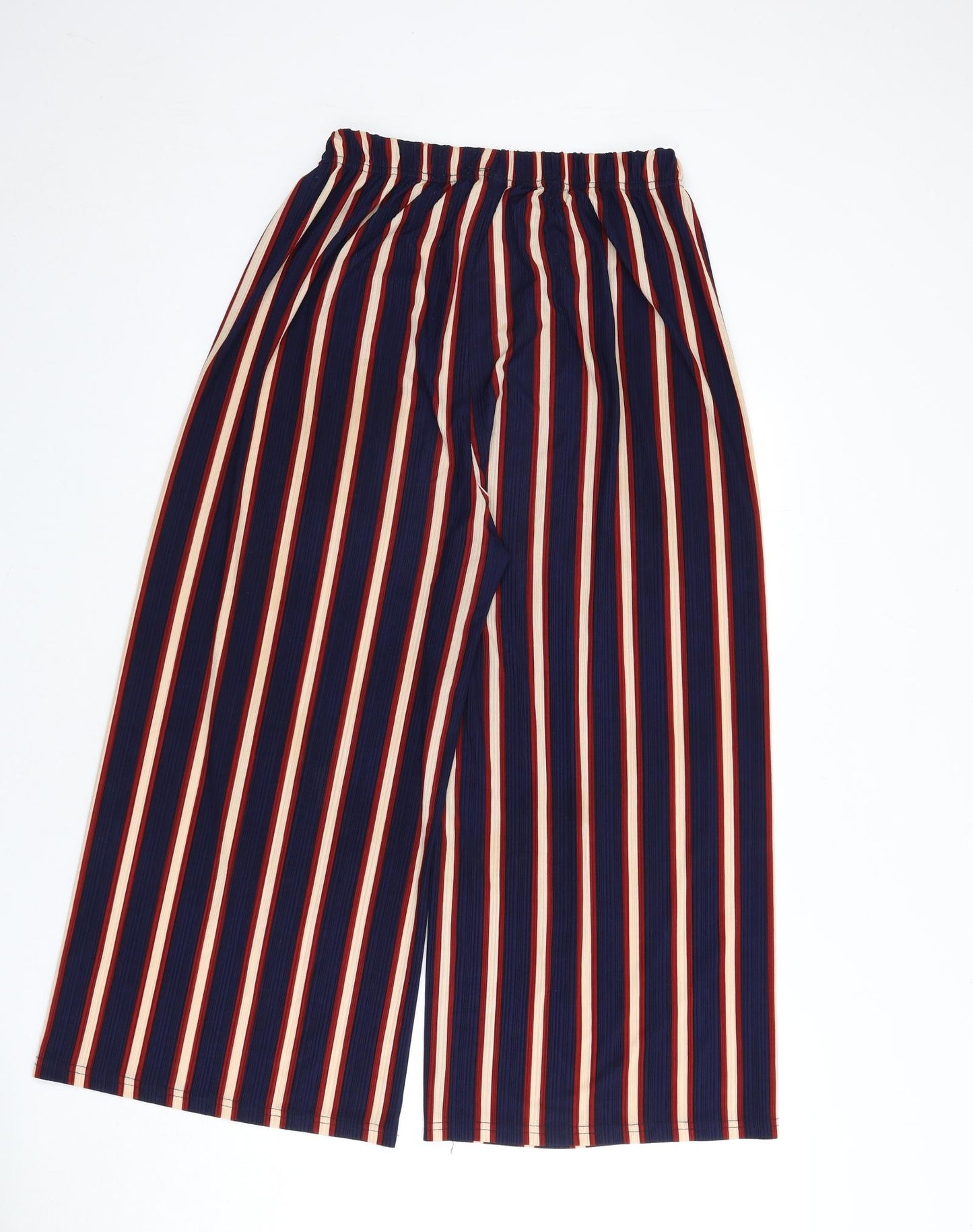 Stella Morgan Womens Blue Striped Polyester Trousers Size 14 L23 in Regular