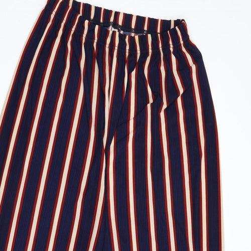 Stella Morgan Womens Blue Striped Polyester Trousers Size 14 L23 in Regular