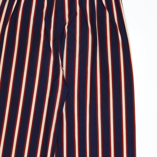 Stella Morgan Womens Blue Striped Polyester Trousers Size 14 L23 in Regular