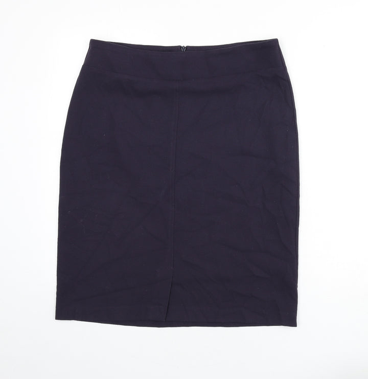 David Napier Womens Purple Polyester Straight & Pencil Skirt Size 14 Zip - Slit
