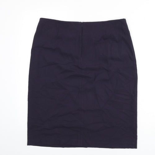 David Napier Womens Purple Polyester Straight & Pencil Skirt Size 14 Zip - Slit