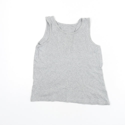 Marks and Spencer Boys Grey 100% Cotton Basic Tank Size 9-10 Years Round Neck Pullover