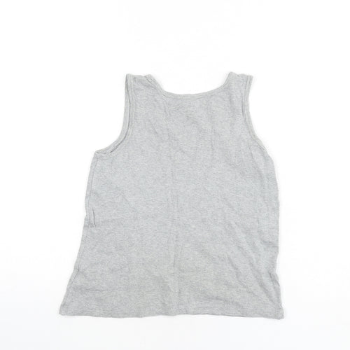 Marks and Spencer Boys Grey 100% Cotton Basic Tank Size 9-10 Years Round Neck Pullover