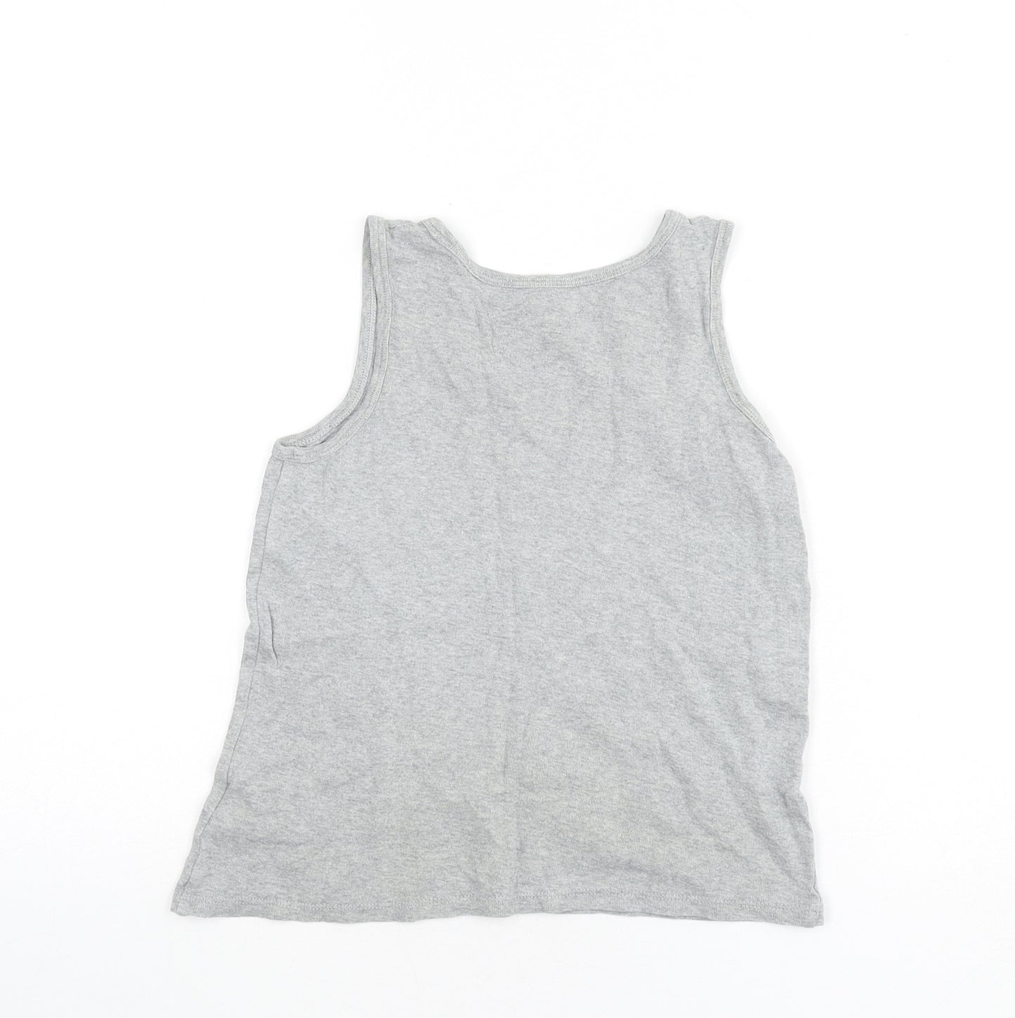 Marks and Spencer Boys Grey 100% Cotton Basic Tank Size 9-10 Years Round Neck Pullover