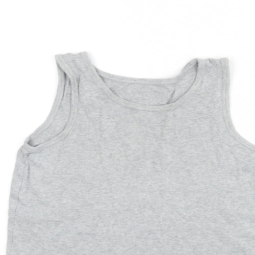 Marks and Spencer Boys Grey 100% Cotton Basic Tank Size 9-10 Years Round Neck Pullover