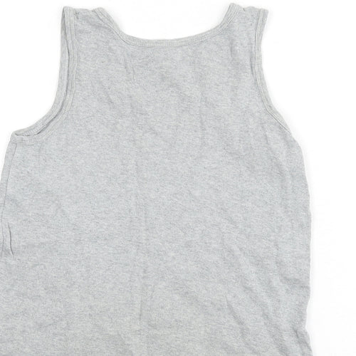 Marks and Spencer Boys Grey 100% Cotton Basic Tank Size 9-10 Years Round Neck Pullover