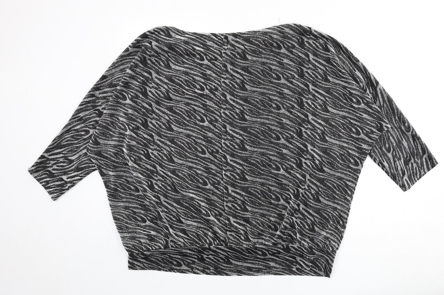 Wallis Womens Black Animal Print Polyester Basic T-Shirt Size L Boat Neck - Zebra Print